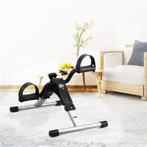 Folding Pedal Exerciser, Mini Exercise Bike Under Desk Bike Foot Pedal Foot Hand - Picture 4 of 6